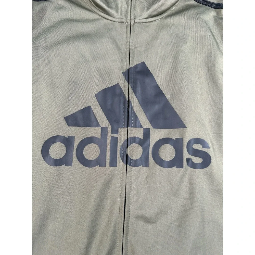 Adidas Jacket Youth‎ Boys Large Green Track Tricot 3-Stripe Full Zip Training